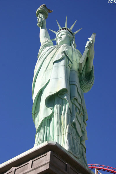 Statue of Liberty replica at New York, New York casino is about 2/3 scale. Las Vegas, NV.