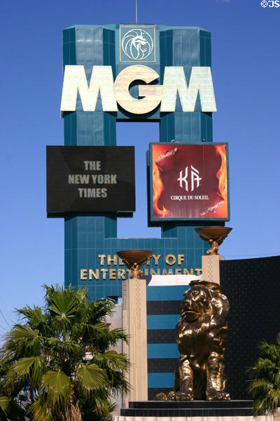MGM Grand Resort sign & lion. Las Vegas, NV.
