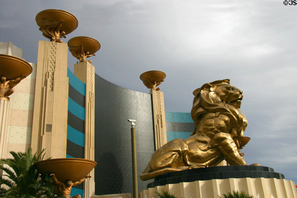 MGM lion at corner of MGM Grand Resort. Las Vegas, NV.
