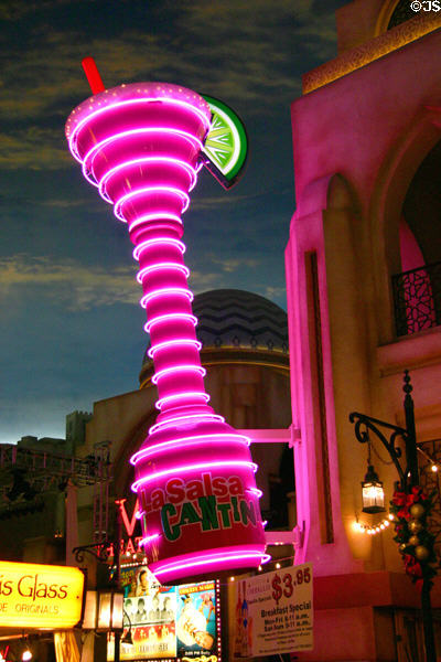 Neon pink Margarita glass sign in Aladdin Hotel shopping arcade. Las Vegas, NV.