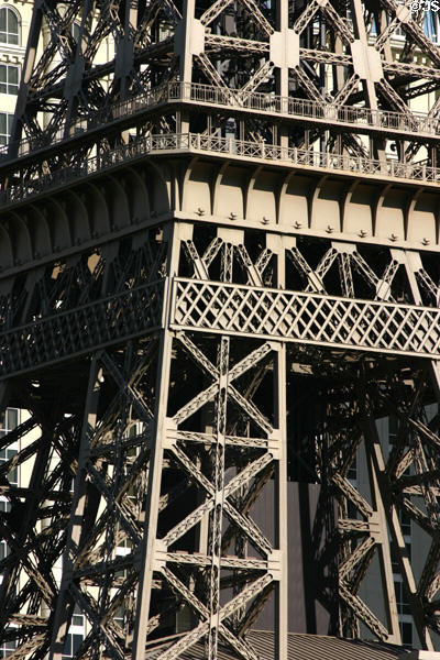 Ironwork details of Paris Las Vegas Hotel Eiffel Tower replica. Las Vegas, NV.
