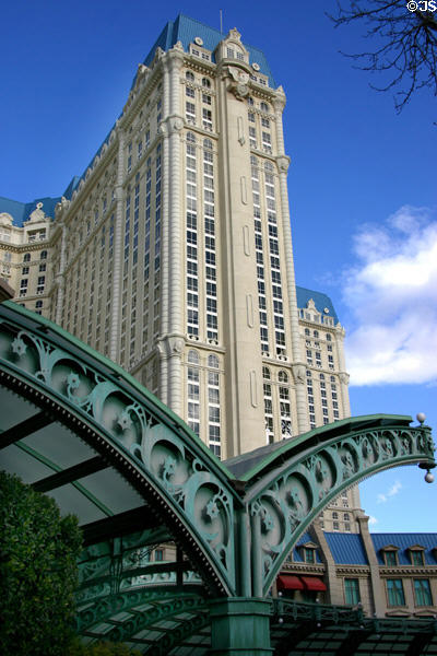 Paris Las Vegas Hotel building over arcade structure. Las Vegas, NV.