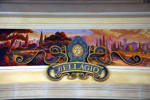 Bellagio entrance sign over front door. Las Vegas, NV.