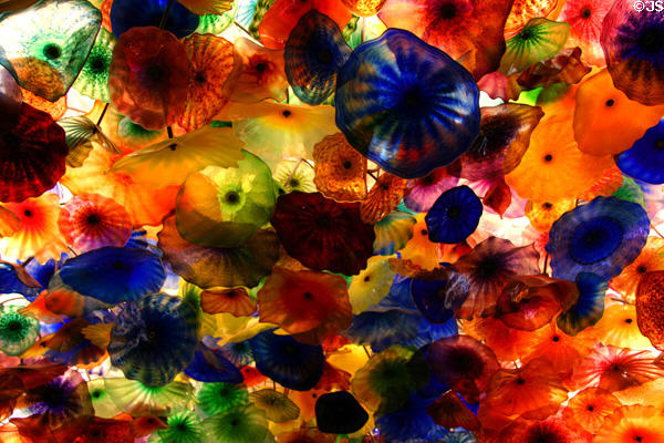 Detail section of Fiori Di Como ceiling sculpture by Dale Chihuly in lobby of Bellagio. Las Vegas, NV.