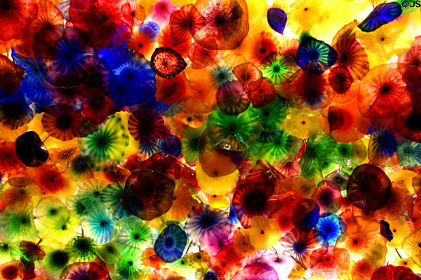 Detail section of Fiori Di Como ceiling sculpture by Dale Chihuly in lobby of Bellagio. Las Vegas, NV.