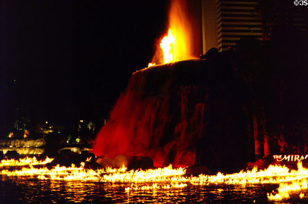 Volcanic eruption at regular evening show at The Mirage Hotel. Las Vegas, NV.
