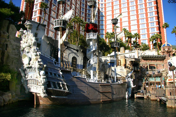 Pirate ship at Treasure Island Hotel used for pirate shows every night. Las Vegas, NV.