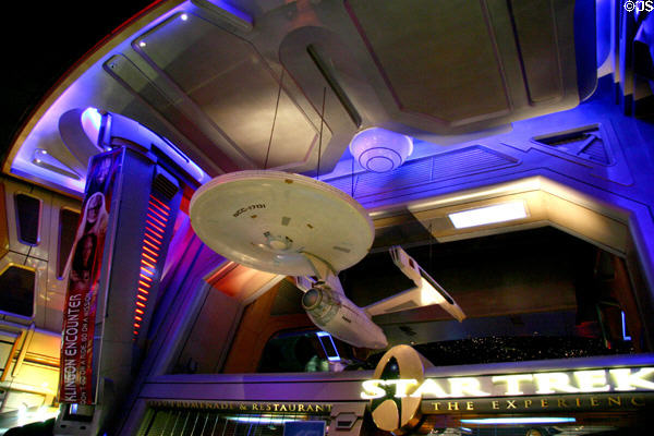 Starship Enterprise hovers overhead at Star Trek The Experience at Las Vegas Hilton. Las Vegas, NV.