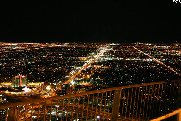 Night view of city of Las Vegas from Stratosphere Tower. Las Vegas, NV.