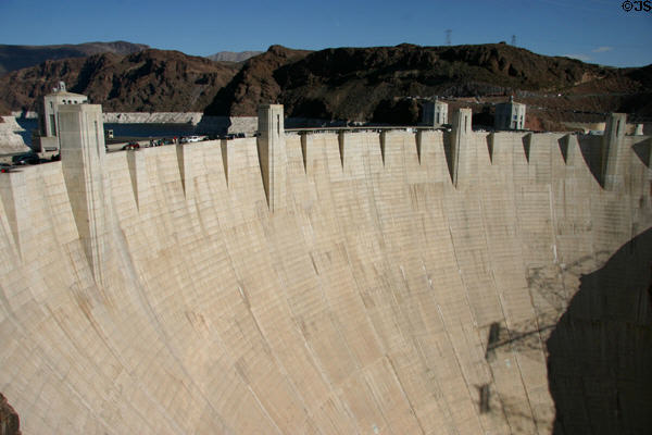 Hoover Dam (1931-6) in Black Canyon between Nevada & Arizona weighs 6,600,000 tons. Las Vegas, NV.