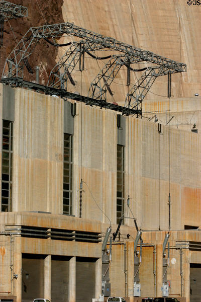 Transmission lines at power house of Hoover Dam. Las Vegas, NV.