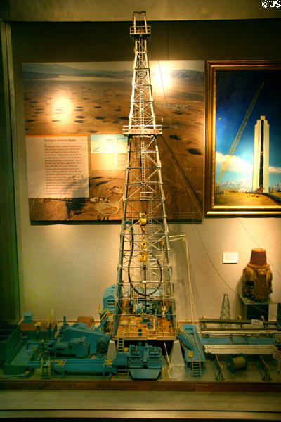 Model of a drilling rig used to create shafts for underground nuclear tests at Atomic Testing Museum. Las Vegas, NV.