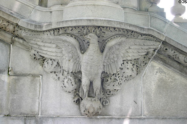 Carved eagle on staircase in New York State Capitol. Albany, NY.
