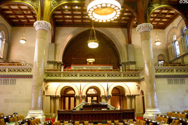 Assembly chamber in New York State Capitol. Albany, NY.