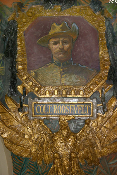 Portrait of Col. Teddy Roosevelt on war room ceiling of New York State Capitol. Albany, NY.