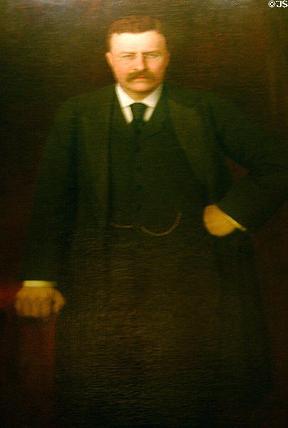 Portrait of President Teddy Roosevelt in New York State Capitol. Albany, NY.