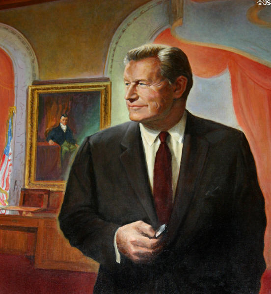 Portrait of Governor & Presidential candidate Nelson Rockefeller in New York State Capitol. Albany, NY.