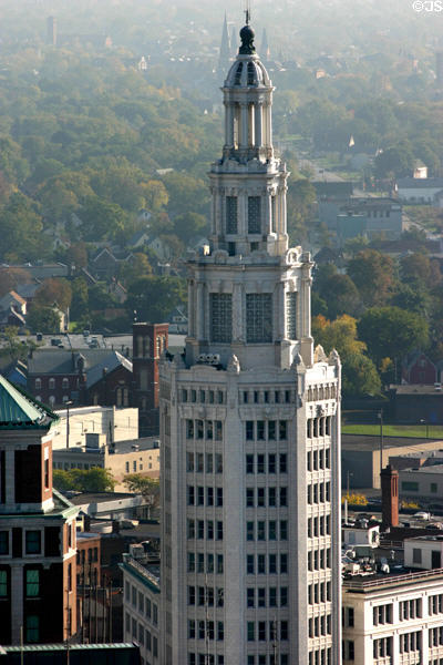 Niagara Mohawk (former General Electric) Building (1912) (13 floors) (535 Washington St.) represents the Pharos lighthouse of Alexandria, Egypt & was inspired by buildings at the 1901 Pan Am Exhibition. Buffalo, NY. Architect: Esenwein & Johnson.