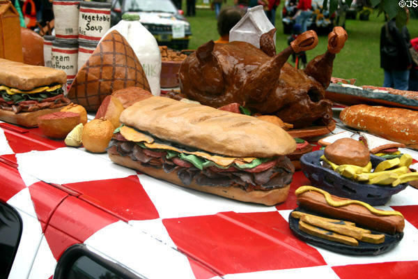 Car decorated with fast foods in Art on Wheels Fair. Buffalo, NY.