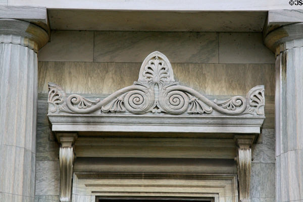 Neoclassical detail over door of Buffalo History Museum (BECHS). Buffalo, NY.
