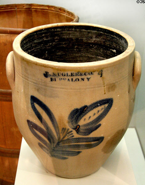 Salt-glazed food storage jar by P. Mugler & Co., Buffalo in Buffalo History Museum (BECHS). Buffalo, NY.