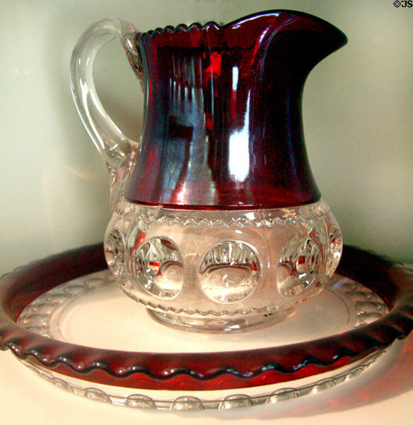 Red King's Crown pattern glass pitcher at Buffalo History Museum (BECHS). Buffalo, NY.