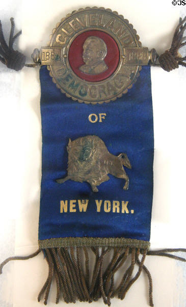Grover Cleveland medal (1884-88) & ribbon with Baffalo pin at Buffalo History Museum (BECHS). Buffalo, NY.