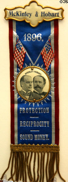 McKinley & Hobart Presidential Sound Money ribbon (1896) at Buffalo History Museum (BECHS). Buffalo, NY.