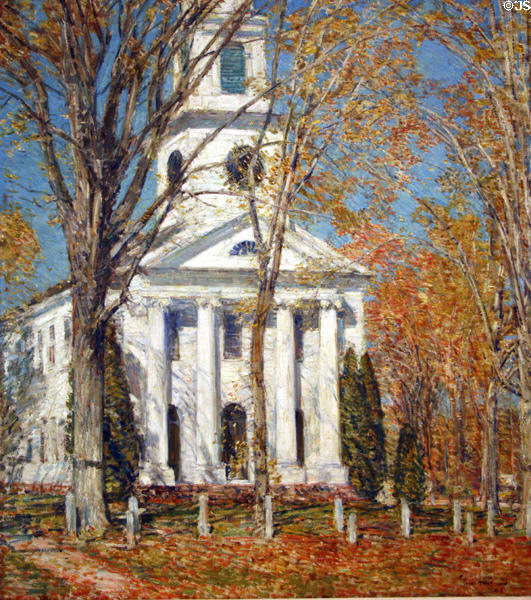 Church at Old Lyme, Connecticut (1905) painting by Frederick Childe Hassam at Albright-Knox Art Gallery. Buffalo, NY.
