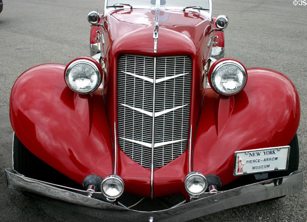 Grill of 1936 Auburn Speedster replica at Buffalo Transportation Pierce-Arrow Museum. Buffalo, NY.