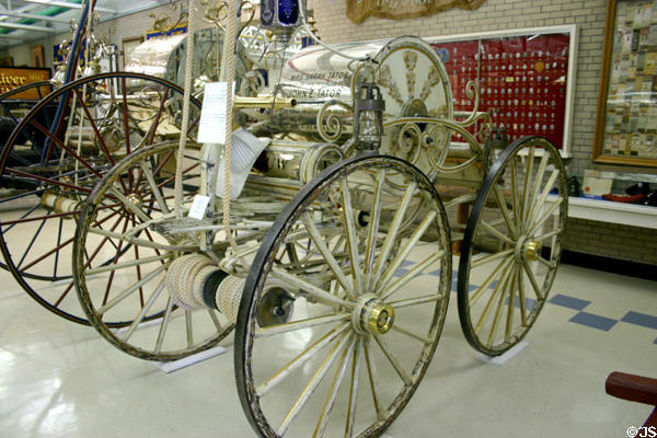 Hose carriage (1854-65) from New York City at FASNY Museum of Firefighting. Hudson, NY.