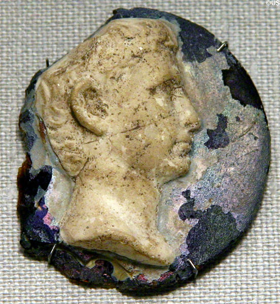 Roman glass cameo portrait of Emperor Augustus (early 1st C) at Corning Museum of Glass. Corning, NY.