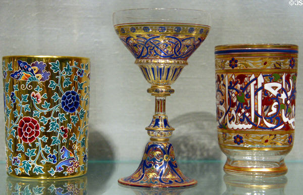 Bohemian & Austrian glass beakers & goblet (1875-1900) at Corning Museum of Glass. Corning, NY.