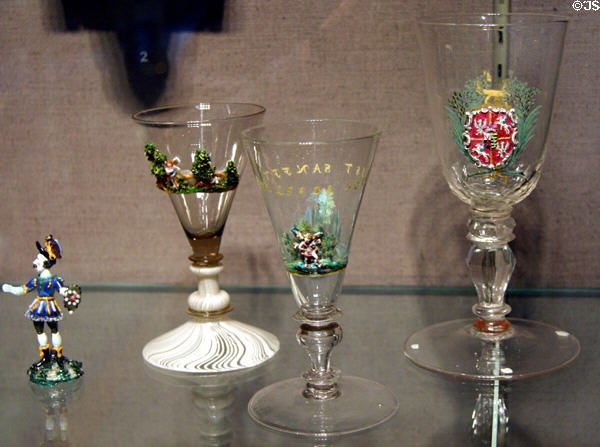 German goblets from Dresden (1720-30) by Johann Friedrich Meyer at Corning Museum of Glass. Corning, NY.