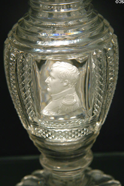 Napoleon portrait in English cut glass vase (1820-30) by Falcon Glassworks at Corning Museum of Glass. Corning, NY.