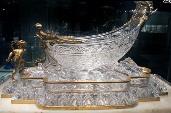 French Baccarat boat (1900) displayed at Paris World's Fair of 1900 at Corning Museum of Glass. Corning, NY.