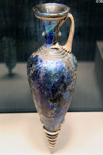 Roman glass flagon or amphora with applied decoration (4th-5thC) at Corning Museum of Glass. Corning, NY.