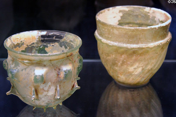 Roman empire bowls (3rd-4thC) at Corning Museum of Glass. Corning, NY.