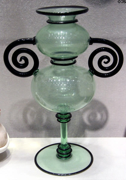 Venetian glass vase with spiral handles (c1925) by Umberto Bellotto for Pauly & C.-C.V.M., Murano at Corning Museum of Glass. Corning, NY.