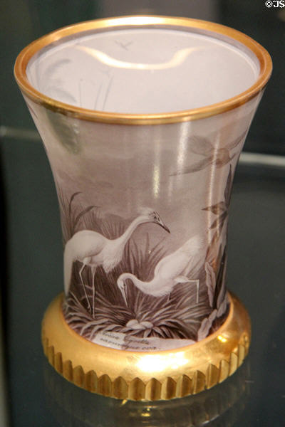 Austrian glass beaker (Ranftbecher) with egrets (c1820) possibly by Georg Lamprecht of Vienna at Corning Museum of Glass. Corning, NY.