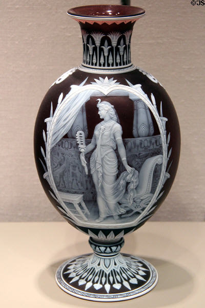 English glass cameo vase with Cleopatra (c1896) carved by George Woodall for Thomas Webb & Sons of Amblecote at Corning Museum of Glass. Corning, NY.