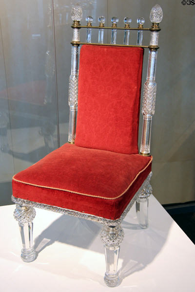 English side chair with glass structure (c1860-1900) by F.&C. Osler of Birmingham at Corning Museum of Glass. Corning, NY.