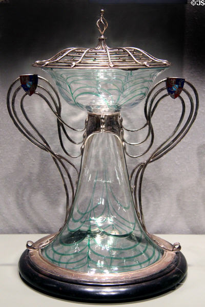 English glass Arts & Crafts centerpiece (1906) by Harry Powell at Corning Museum of Glass. Corning, NY.