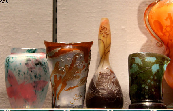 French Art Nouveau glass vessels (1894-1930) by Émile Gallé at Corning Museum of Glass. Corning, NY.