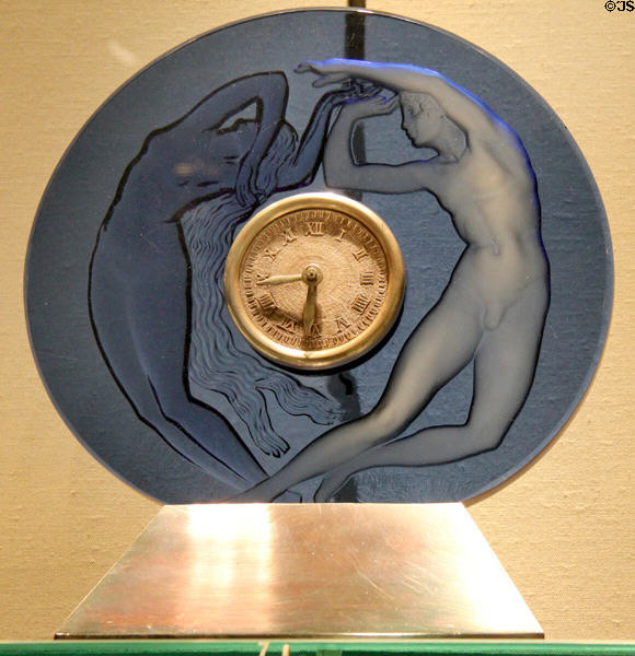 French glass Day & Night clock (1926) by René Lalique at Corning Museum of Glass. Corning, NY.