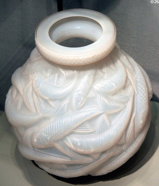 French glass Salmonidés vase (1928) by René Lalique at Corning Museum of Glass. Corning, NY.
