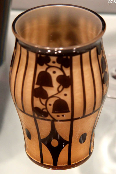 Viennese glass vase with etched flowers (c1909) by Josef Hoffmann of Wiener Werkstätte at Corning Museum of Glass. Corning, NY.