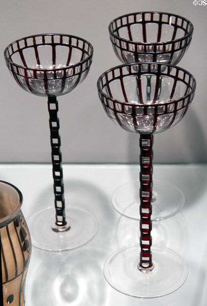 Viennese wineglasses with feet of links (c1907) by Otto Prutscher at Corning Museum of Glass. Corning, NY.