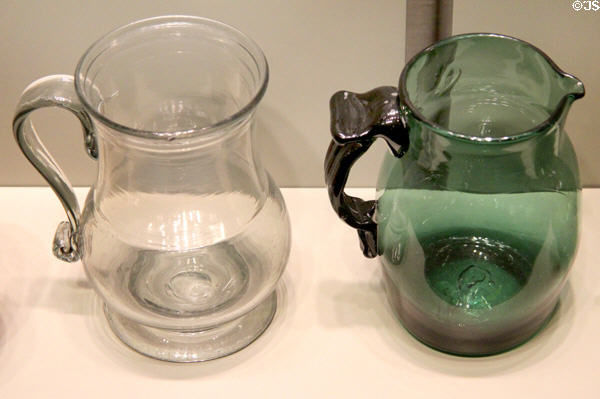 Glass pitchers (1750-1820) from Southern New Jersey at Corning Museum of Glass. Corning, NY.
