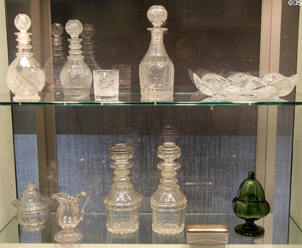 Early American glass vessels (1820s-40s) at Corning Museum of Glass. Corning, NY.
